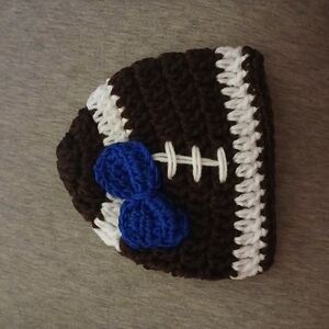 Brown and Blue Knitted Baby Beanie